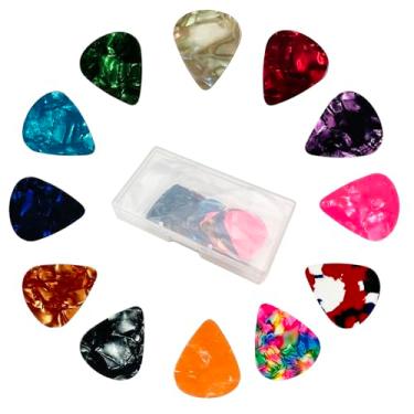 Imagem de SEVENHEAD Pacote misto de palhetas de guitarra - para guitarra acústica, elétrica, baixo - acessórios de guitarra - sensação natural, tom quente - pacote com 24 cores aleatórias