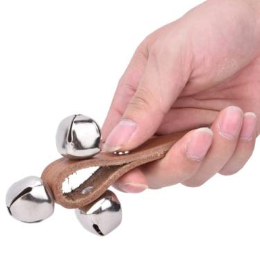 Imagem de RiToEasysports Jingle Hand Bell, Pandeiro, Shaker Bell, Brinquedo de Aprendizagem Musical para Crianças, Som Claro, Treina a Atenção do Bebê, Couro Marrom, Diâmetro 25mm