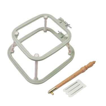 Imagem de oshhni Bastidor de bordado de mesa, suporte quadrado para agulha de perfuração, leve, bastidor para ponto cruz, para bordado para artesanato artístico, Verde