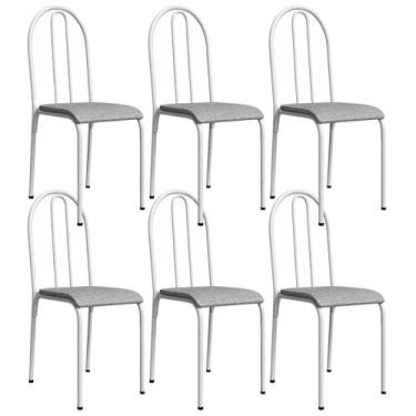 Imagem de Kit 6 Cadeiras 544 Sala Jantar Cozinha Pés Aço Tubular Cinza/branco
