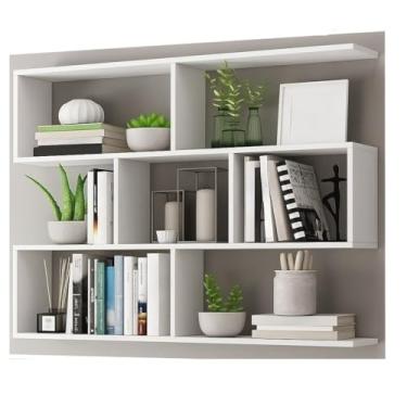 Imagem de Prateleira Cubo Decorativa de MDF 80x80x15cm – Prateleira de Parede Moderna para Sala e Quarto