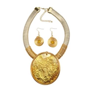 Imagem de Conjunto de brincos com pingente de cristal grande para mulheres, festivais de flores, cor dourada, corrente de metal, joia étnica tribal, middle, Acrílico Resina Cristal, Sem Pedra Preciosa