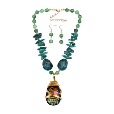 Imagem de Conjunto de brincos com pingente de cristal grande para mulheres, pedra falsa, pedra falsa, ouro, metal, boêmio, joia, 18.9+2.7 inch, Resina Acrílico Cristal, Sem Pedra Preciosa