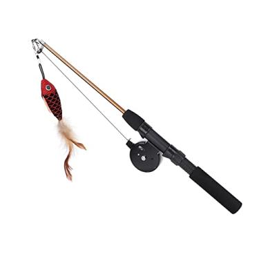 Imagem de YOUTHINK Vara de Pesca para Gatos, Brinquedo de Vara de Pesca para Gatos, Multifuncional de Algodão ABS, Varinha Extensível de Penas de de 74 Cm para Brincadeiras Internas
