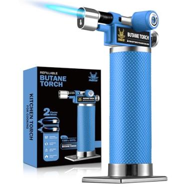 Imagem de RAVS 2 maçaricos de butano em modo chama, isqueiro de cozinha para creme brulee, mini tocha com chama ajustável, tochas de solda recarregáveis para soldagem, arte em resina, maçarico azul butano não