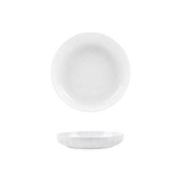 Imagem de Pratos de cerâmica de cor branca pura sob o esmalte, utensílios de mesa requintados de alta temperatura para uso doméstico - traço raso - prato de 18 cm de profundidade