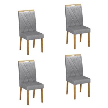 Imagem de Kit 4 Cadeiras para Sala de Jantar Pés em Madeira Maciça Lara - Valdem