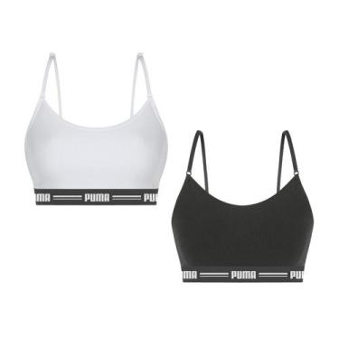Imagem de Kit 2 Tops Puma Modal Stretch Feminino, Branco, Preto, M