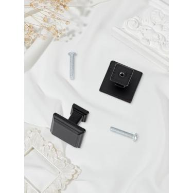 Imagem de 2 conjuntos de puxadores de gaveta de alumínio e liga, maçanetas quadradas com parafuso preto puxadores de armário acessórios para portões armário e corredor quarto banheiro ferragens, 25 x 32 x 32 mm
