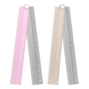 Imagem de Generic 2 réguas retas dobráveis de 30 cm, transferidor métrico de liga de alumínio, régua angular dobrável, ferramenta de medição geométrica com linha angular para escritório de arquiteto, prata
