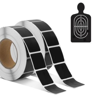 Imagem de 2000 peças/2 rolos para alvo, adesivos autoadesivos de 2,5 cm, fita adesiva quadrada, papelão, papel de tiro, marcador de etiqueta para prática de tiro (preta)
