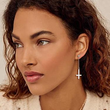 Imagem de Brincos para mulheres e homens, cruz, quadrados, beisebol, machado, chifre italiano, brincos de aço inoxidável, joias modernas, One Size, Aço inoxidável, Sem pedra preciosa