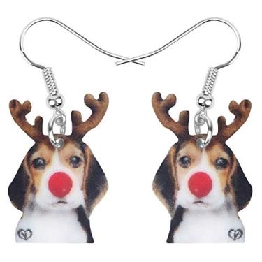 Imagem de Brincos fofos para cães beagle de Natal, joias com pingente de animais para mulheres, acessórios de festivais, presentes e berloques, Medium, Acrílico, Sem pedra preciosa