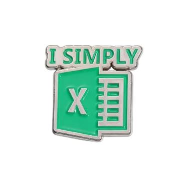 Imagem de Broche esmaltado para entusiastas do Excel requintado broche divertido para escritório com "I Simply" acessórios de escritório verdes para amantes de planilhas, presente exclusivo para usuários do
