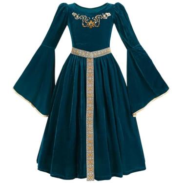 Imagem de Fantasia infantil FCCAM azul renascentista manga flare princesa medieval com cinto P