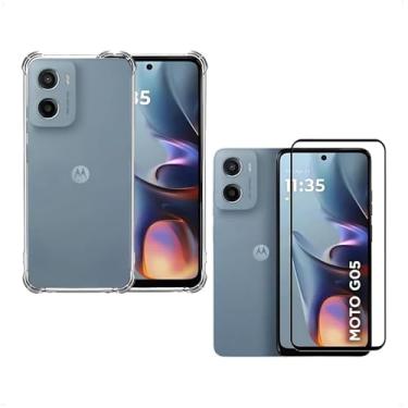 Imagem de Kit Capa Capinha + Película 3D para Moto G05 | Anti-Impacto | Transparente | Proteção Total | Case Air Anti Impacto Transparente + Película De Vidro Temperado 3d Resistente