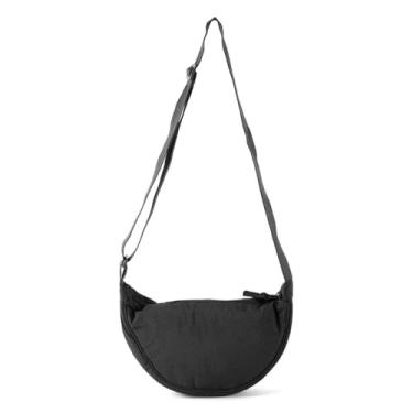 Imagem de Bolsa tiracolo masculina de nylon em forma de meia lua casual bolsa de bolinhos (preto)