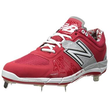 Imagem de New Balance Chuteira de beisebol masculina L3000V2 de metal baixa, Vermelho/prata, 14 Wide