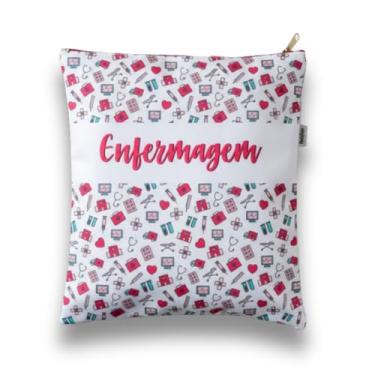 Imagem de Matellasse Porta Jaleco Feminino - Necessaire Enfermagem Rosa Impressão de Letra Armazenamento de Maquiagem Profissional para Estudantes ou Profissionais de Enfermagem