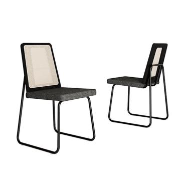 Imagem de Kit 2 Cadeiras De Cozinha Wood 1751 Aço 2 Uni Preto Linho Grafite