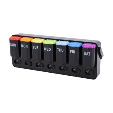 Imagem de Pssopp Organizador Semanal de Comprimidos, Caixa de Comprimidos Com Compartimento de 7 Dias Com Lembrete para Suplementos de Medicação de Vitaminas e Muito Mais (BLACK)