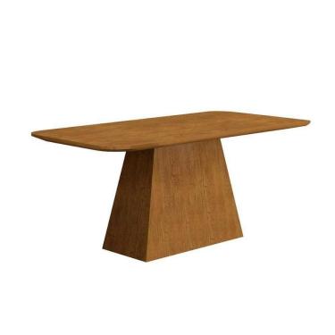 Imagem de Mesa Para Cozinha Luna + Tampo Madeirado Curvo 180x90cm Imbuia - Rufato