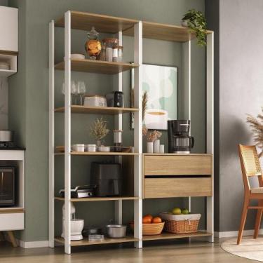 Imagem de Armário De Cozinha Modulada Compacta 135cm 2 Peças Com 2 Gavetas Multi