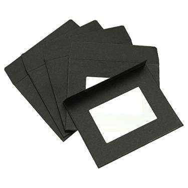 Imagem de Envelopes de janela de rosto inteiro, pacote com 10, 10 cm, dois lados, transparentes para catálogos de fotos, preto