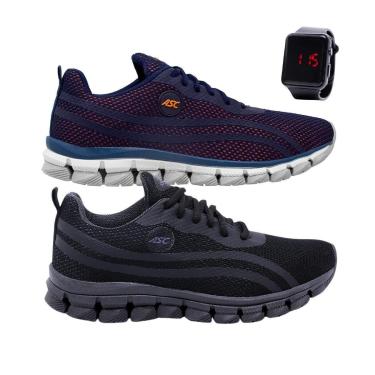 Imagem de Kit 2 Tênis Gmm Shoes Esportivo para Academia Caminhada Resistente + Relógio Masculino-Masculino