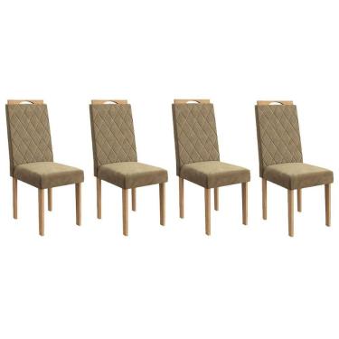 Imagem de Cadeira De Cozinha 2cad153ea Kit 4 Un Eucalipto Suede Bege A036
