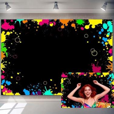 Imagem de 3 x 2,4 m fundo de festa neon brilhante tema graffiti fotografia fundo colorido grafite decoração banner casa sala interior papel de parede decoração jantar família adultos estúdio cabine de fotos