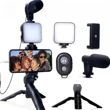 Imagem de Kit 5 Tripé Estabilizador de Mão Gimbal Microfone Celular Gravação De Vídeo Controle Remoto,estabilizador de celular