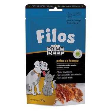 Imagem de Filos Petisco para Cães e Gatos Peito de Frango Natural Desidratado 30g sem Corantes nem Conservantes Rico em Proteina Auxilia na Limpeza dos Dentes