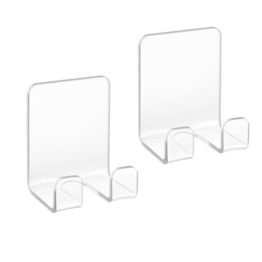 Imagem de Bilkeru Ganchos adesivos transparentes ganchos de chuveiro de acrílico suporte de barbeador autoadesivo à prova d'água suporte de navalha banheiro cozinha organizador para pendurar chave roupão toalha