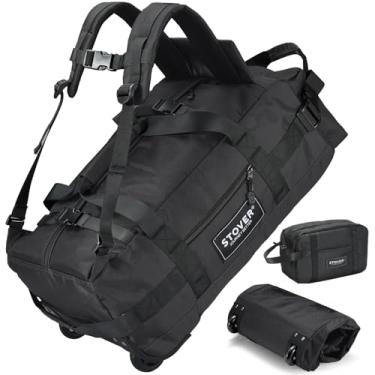 Imagem de STOVER Mochila de mão com rodinhas para homens e mulheres, mochila de viagem com rodas + bolsa de higiene pessoal (preto)
