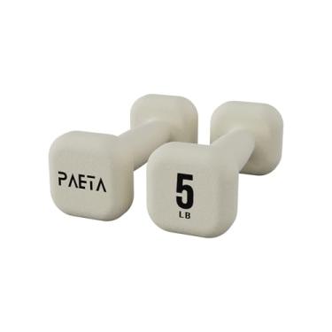 Imagem de PAETA Halteres, antiderrapantes, antiderrapantes, alças grossas, pesos livres, halteres quadrados para exercícios seguros em casa, halterofilismo e treinamento pessoal, 2,3 kg