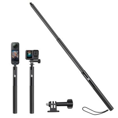 Imagem de Bastão de selfie invisível de 128 cm para Insta360 X5 X4 Alumínio para GoPro 13/12/11/10/9/ para DJI Osmo360/Action 5 Pro/4/3/Pocket 3 acessórios, mastro de selfie com garras duplas