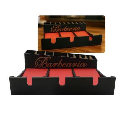 Imagem de Suporte para Máquinas + Porta Pentes em MDF Kit Bancada de Barbearia -