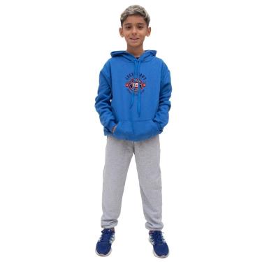 Imagem de Conjunto Moletom Infantil Meninos Blusa Canguru Capuz e Calça Comprida Quentinho Inverno Escola