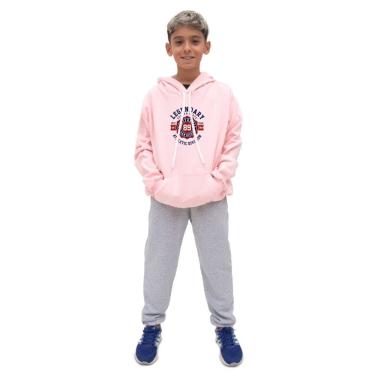 Imagem de Conjunto Moletom Infantil Meninos Blusa Canguru Capuz e Calça Comprida Quentinho Inverno Escola