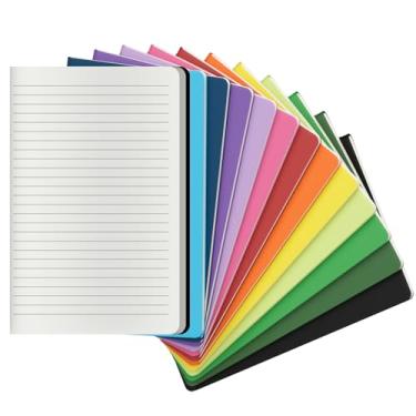 Imagem de XYark 12 peças de blocos de notas coloridos, papel forrado, papel de faculdade, 60 páginas, 5,5 x 8,3 polegadas, tamanho A5, conjunto de cadernos de viagem para viajantes, estudantes e escritório, agenda de escrever assunto de cadernos, College Rule