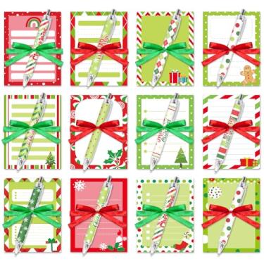Imagem de JarThenaAMCS 36 conjuntos de artigos de papelaria de Natal vermelhos e verdes adesivos com canetas esferográficas de floco de neve para Natal, casa, escritório, sala de aula, lembrancinhas de festa