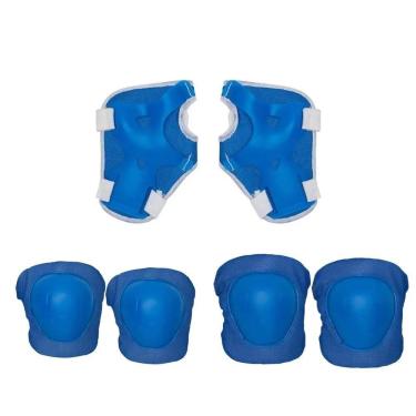Imagem de Kit Infantil Equipamento De Protecao Esportes Radicais Joelheira Cotoveleira Pulso Skate Bike Patins Kids Azul