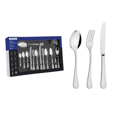 Imagem de Faqueiro Tramontina Zurique Em Aço Inox Com Facas De Mesa Acabamento Alto Brilho 101 Peças