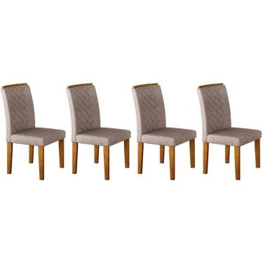 Imagem de Kit 4 Cadeiras Sala Jantar Jade 4 Un Imbuia Capuccino Linho Bege Turim Rufato