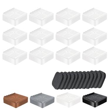 Imagem de Elevadores de móveis para cama resistentes de 2,5 cm, 5 cm, 7,6 cm, 10 cm, em forma de L, ajustável, elevador de cama, para pernas de mesa, sofá, poltrona, geladeira, máquina de lavar (2,5 cm, branco