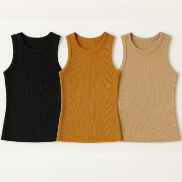 Imagem de Kit 3 Blusas Feminina Ribana Algodão Premium - 77VS LEVOSCH, Preto, Mo