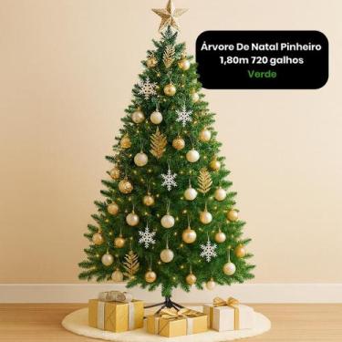 Imagem de Árvore de Natal Pinheiro 1,80m com 720 Galhos Verde - TUUT