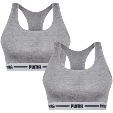 Imagem de Kit Com 2 Tops Puma Nadador Feminino Sem Bojo Algodão Fitness Para Academia Treino Corrida-Feminino