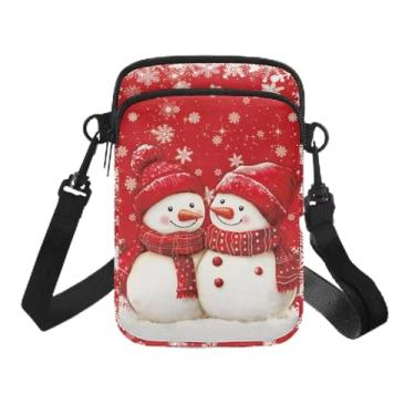 Imagem de WELLFLYHOM Bolsa tiracolo feminina com boneco de neve de Natal, bolsa tiracolo para mulheres, floco de neve, mini bolsa transversal sobre o ombro, bolsa mensageiro, bolsa de trabalho, viagem, carteira